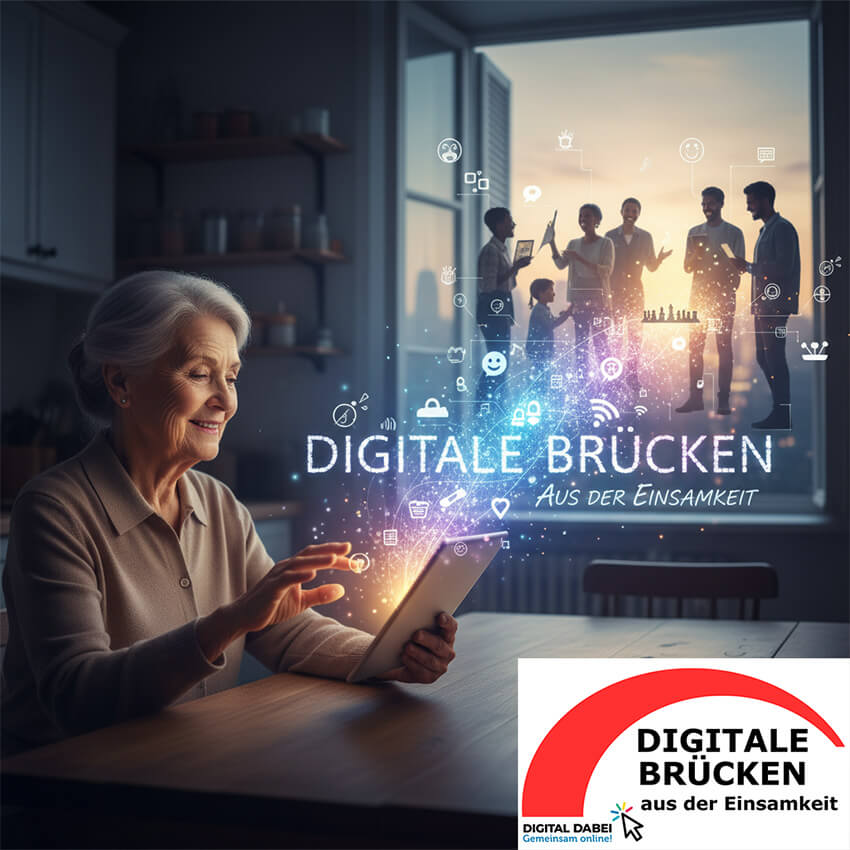 Ältere Dame am Tablet